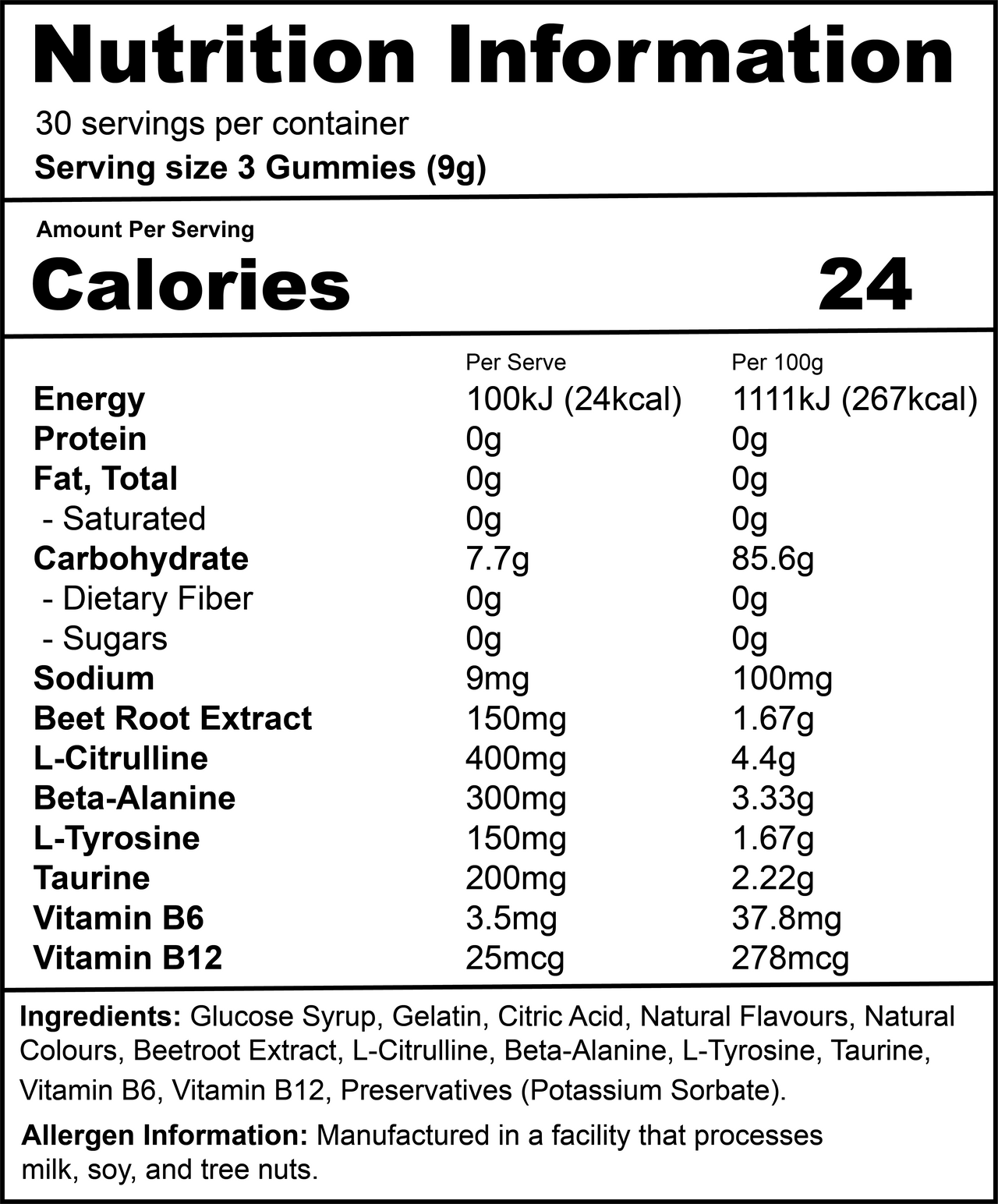 Pre-Workout Gummies Blue Fury